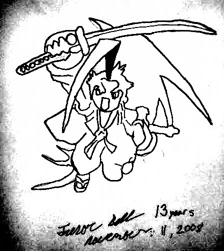 this was done by my best friend Trevor Bell on November 11, 2008. He is the same age as me, 13.